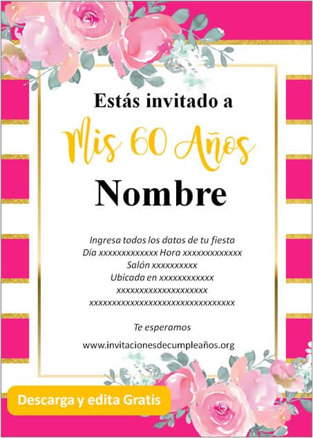 ▷ Las mejores Invitaciones de 60 años para editar y compartir【2020】